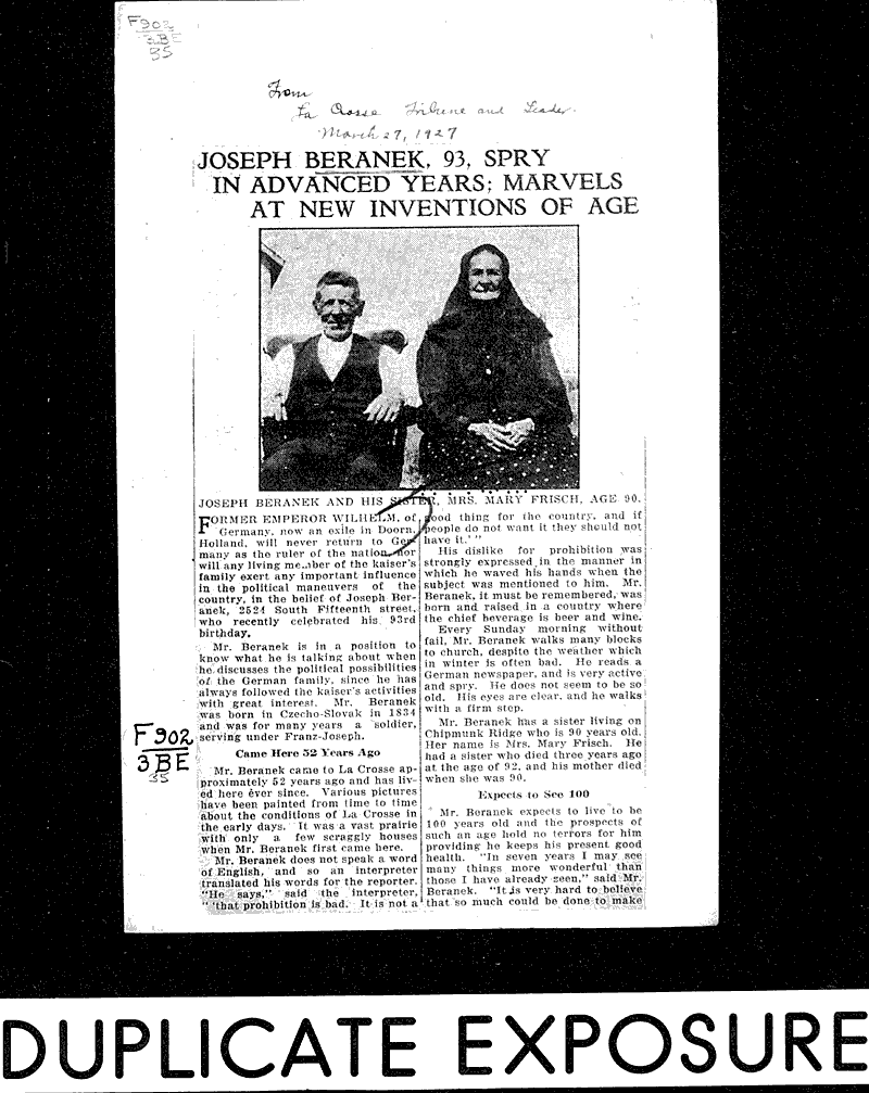  Source: La Crosse Tribune and Leader-Press Topics: Immigrants Date: 1927-03-27