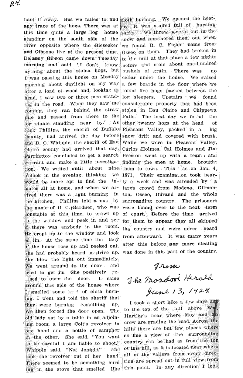 The reminiscences of Mr. Samuel Bond Newspaper Article/Clipping