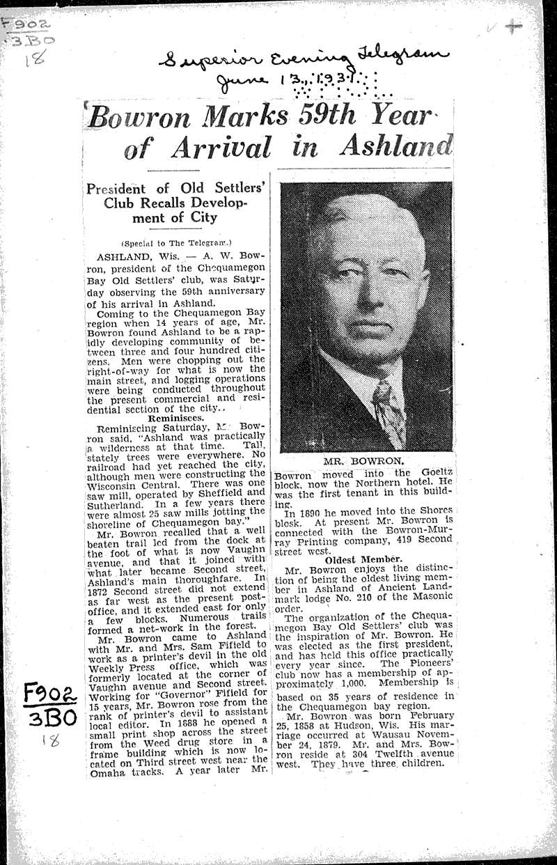  Source: Superior Evening Telegram Date: 1931-06-13