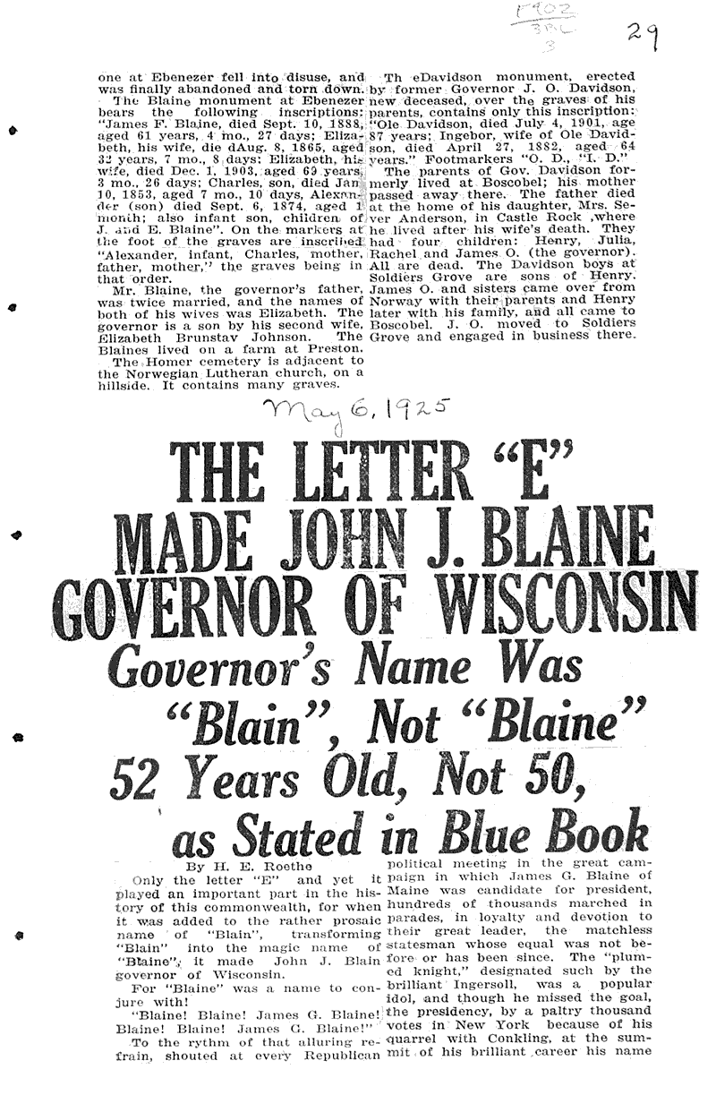  Source: Fennimore Times Topics: Government and Politics Date: 1925-05-06