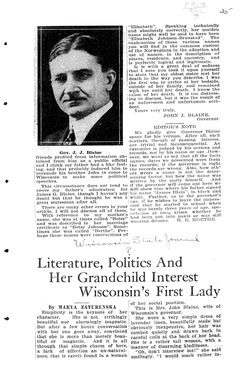  Source: Fennimore Times Topics: Government and Politics Date: 1925-05-13