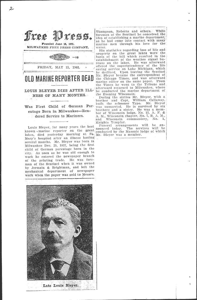  Source: Milwaukee Free Press Topics: Transportation Date: 1901-05-15