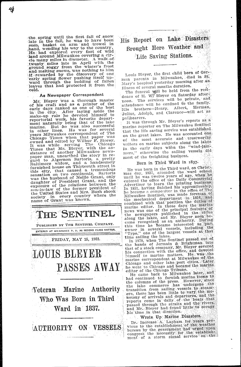  Source: Milwaukee Daily News Topics: Transportation Date: 1903-05-14