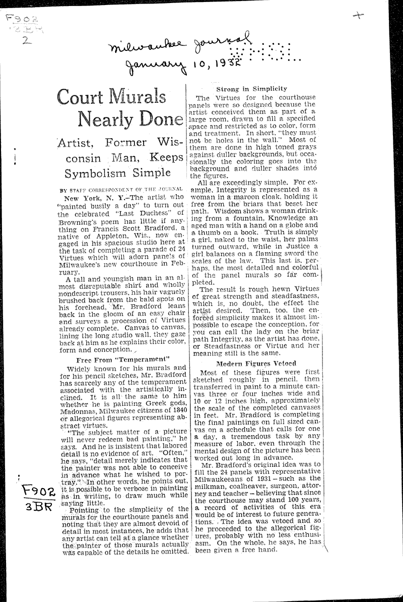  Source: Milwaukee Journal Topics: Art and Music Date: 1932-01-10