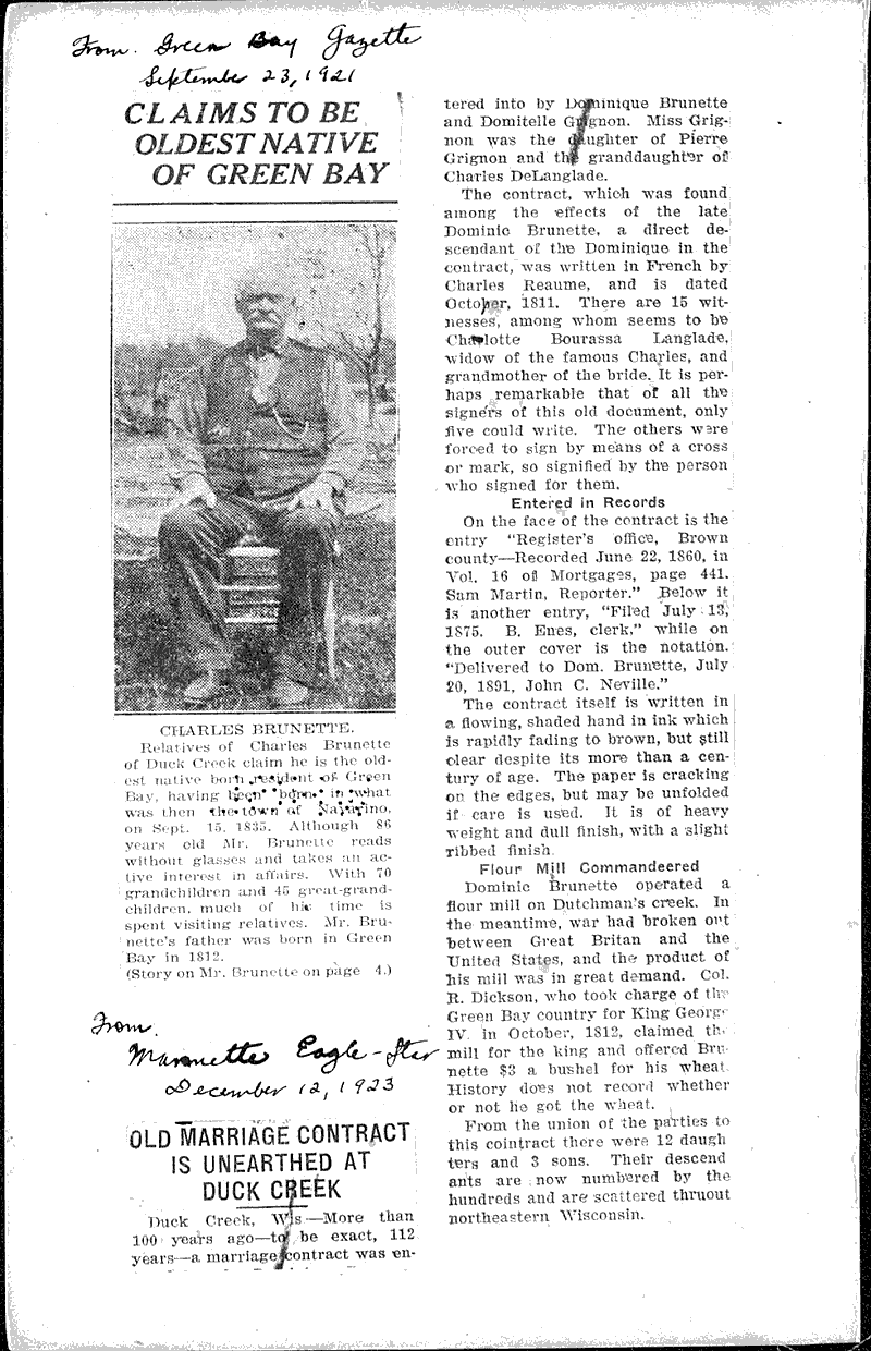  Source: Green Bay Gazette Date: 1921-09-23