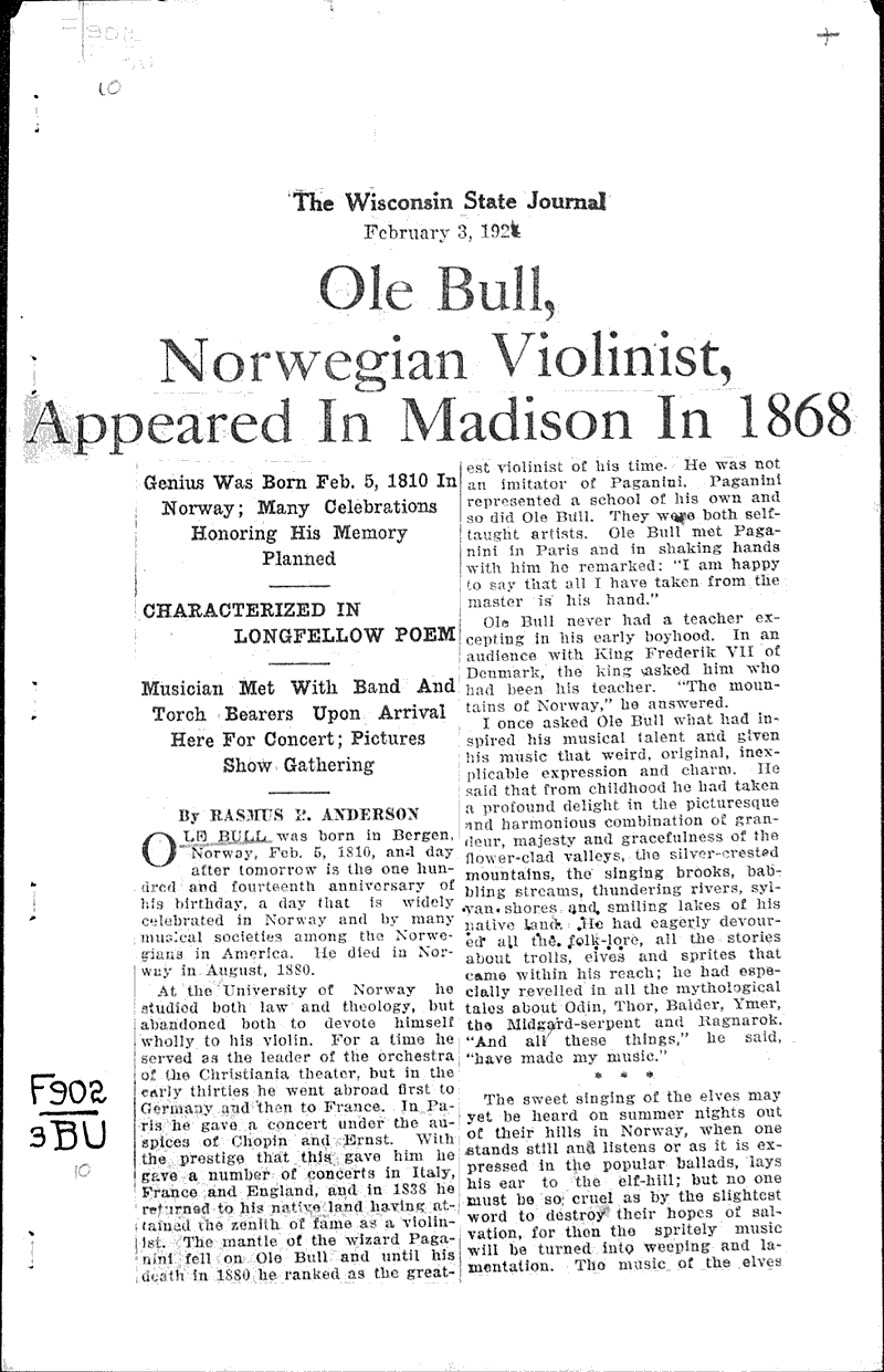  Source: Wisconsin State Journal Topics: Art and Music Date: 1924-02-03