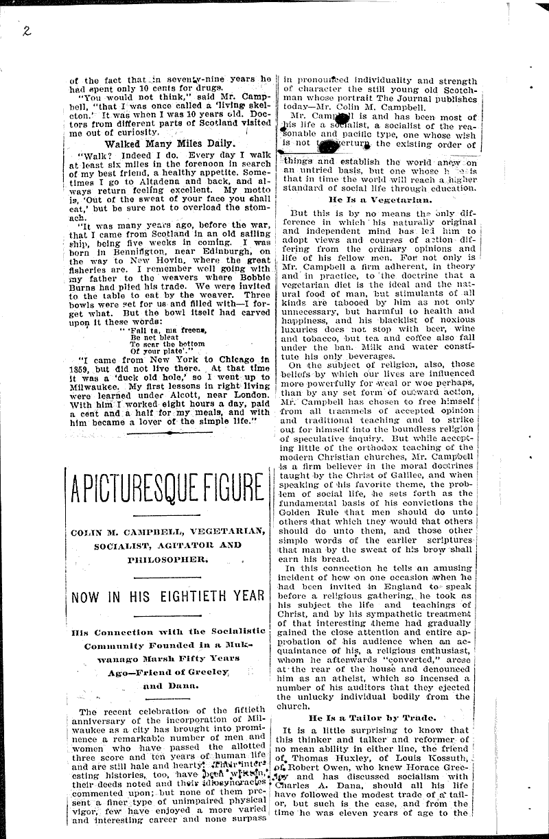 Colin Campbell was well known Newspaper Article/Clipping Wisconsin