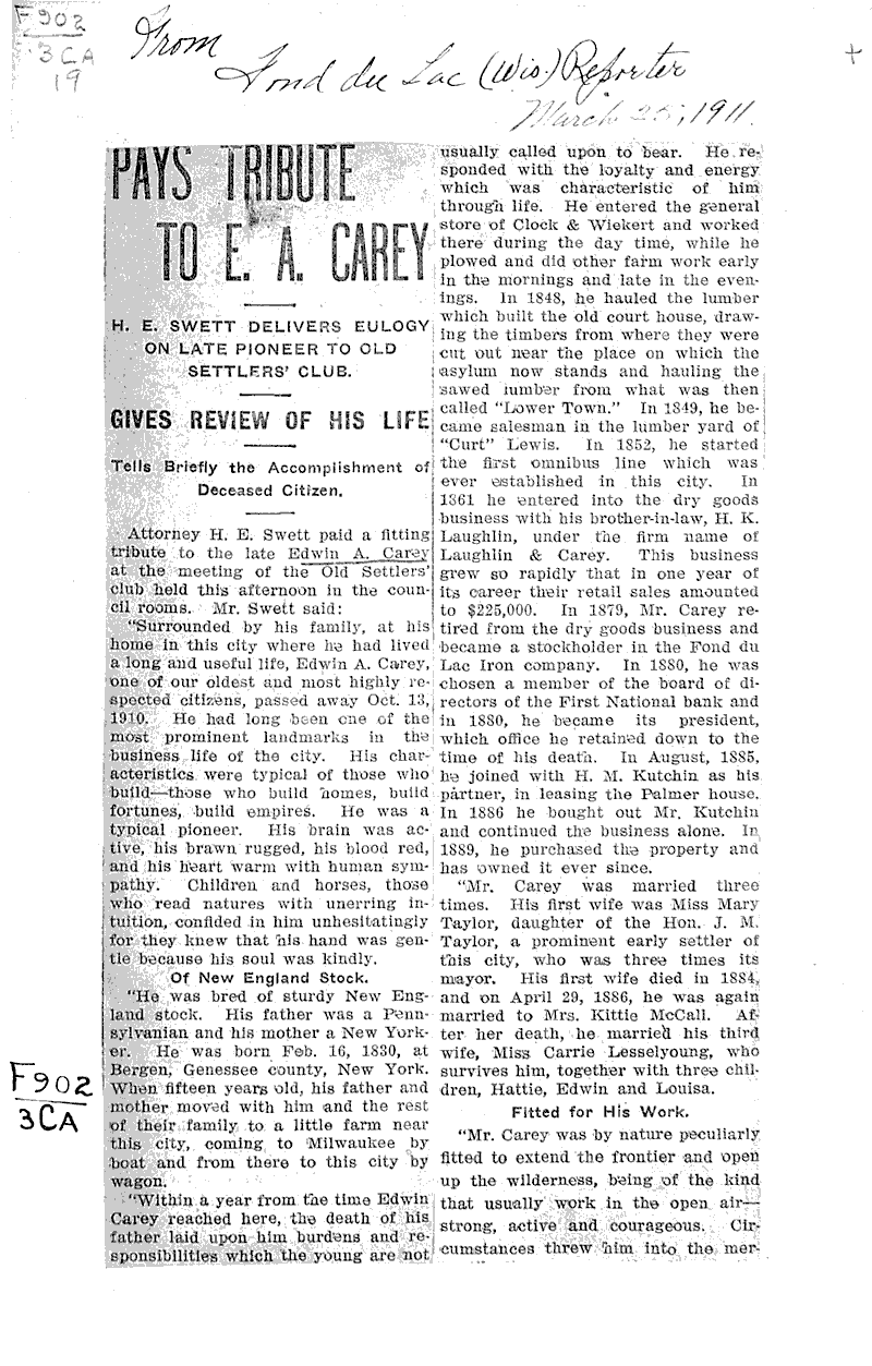  Source: Fond du Lac Daily Reporter Date: 1911-03-25