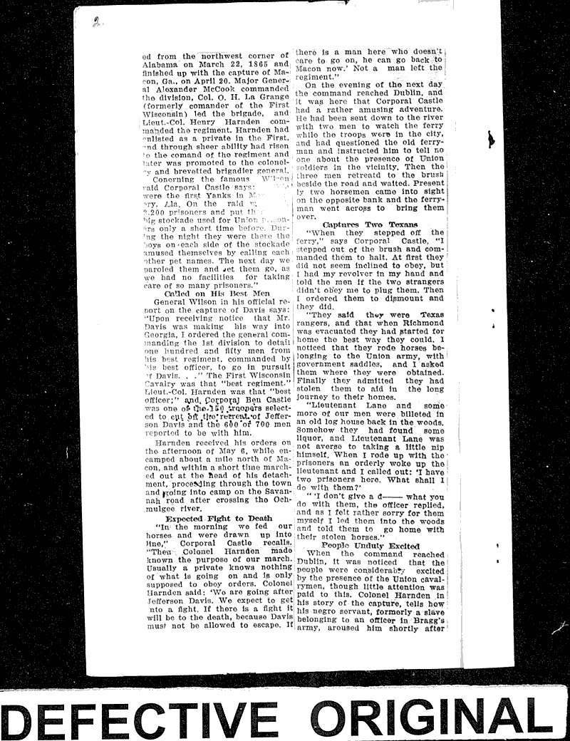  Source: Eau Claire Sunday Leader Topics: Civil War Date: 1927-10-18