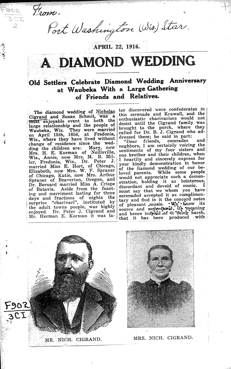  Source: Port Washington Star Date: 1916-04-22