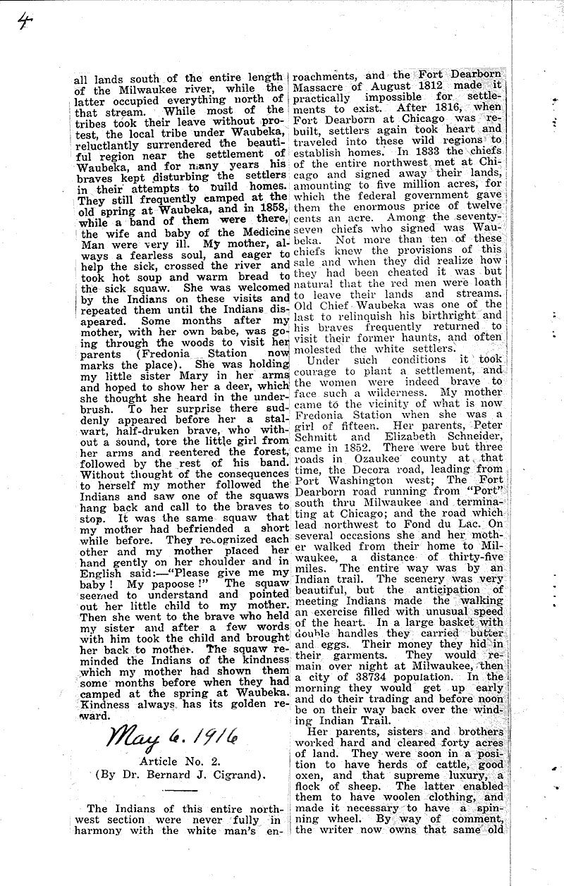 Parental stories of pioneer times Newspaper Article/Clipping