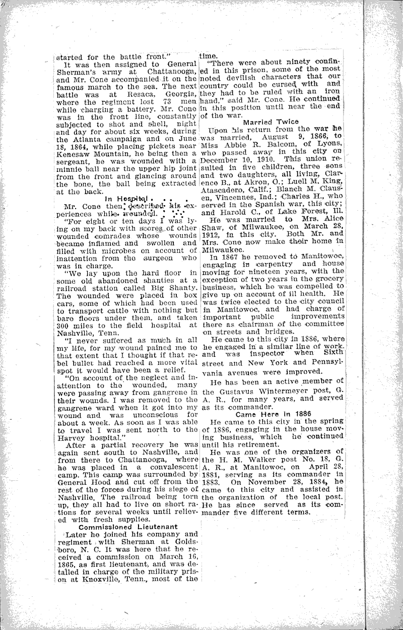  Source: Sheboygan Press Topics: Civil War Date: 1921-06-27