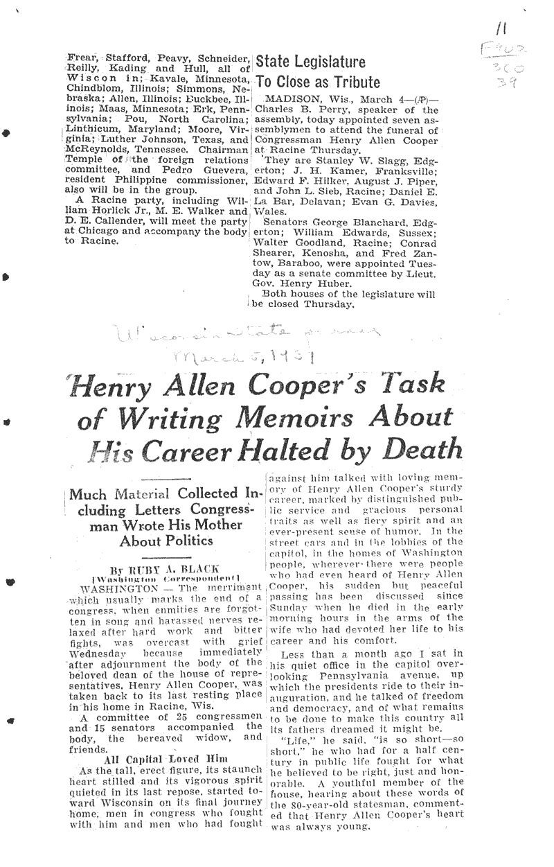  Source: Wisconsin State Journal Topics: Government and Politics Date: 1931-03-05