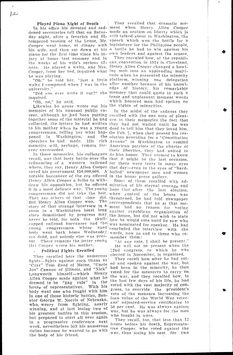  Source: Wisconsin State Journal Topics: Government and Politics Date: 1931-03-05