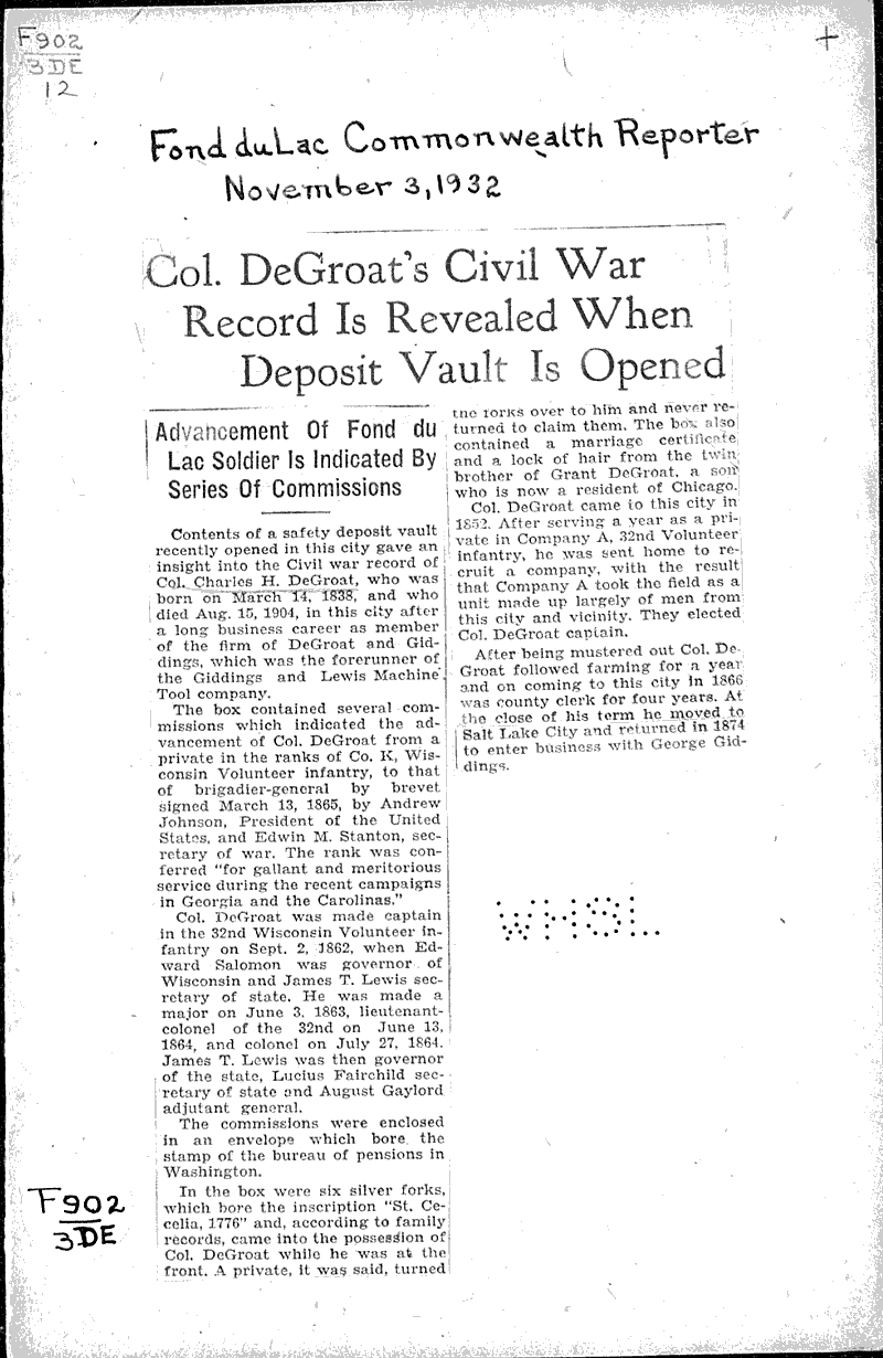  Source: Fond du Lac Commonwealth-Reporter Date: 1932-11-03