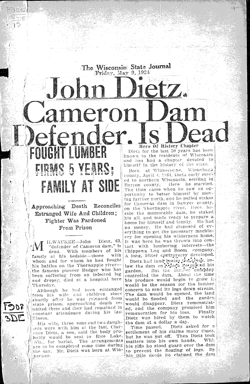  Source: Wisconsin State Journal Date: 1924-05-09