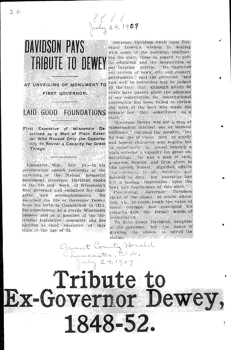  Source: Grant County Herald Topics: Government and Politics Date: 1907-07-24
