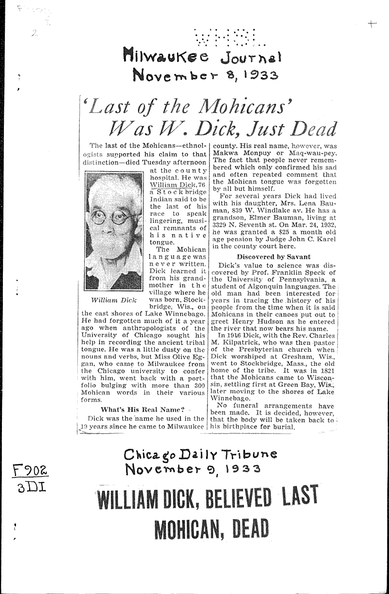  Source: Milwaukee Journal Topics: Indians and Native Peoples Date: 1933-11-08