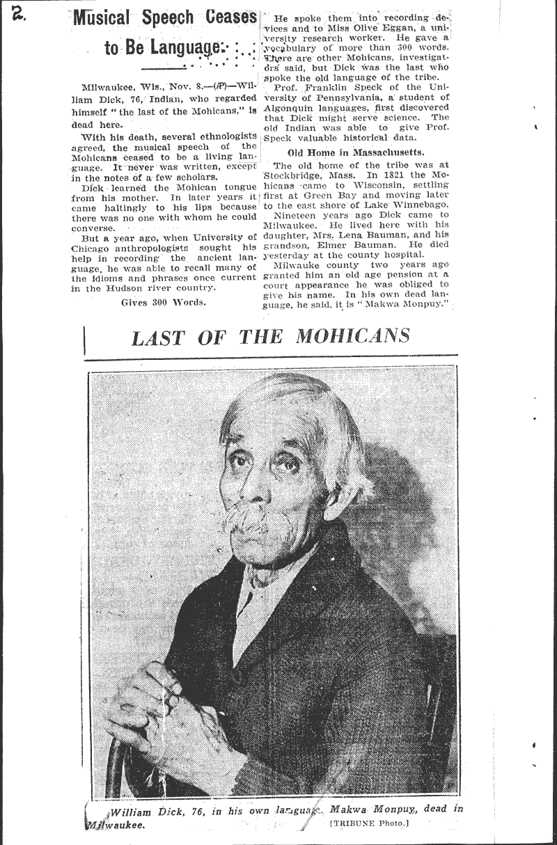  Source: Milwaukee Journal Topics: Indians and Native Peoples Date: 1933-11-08