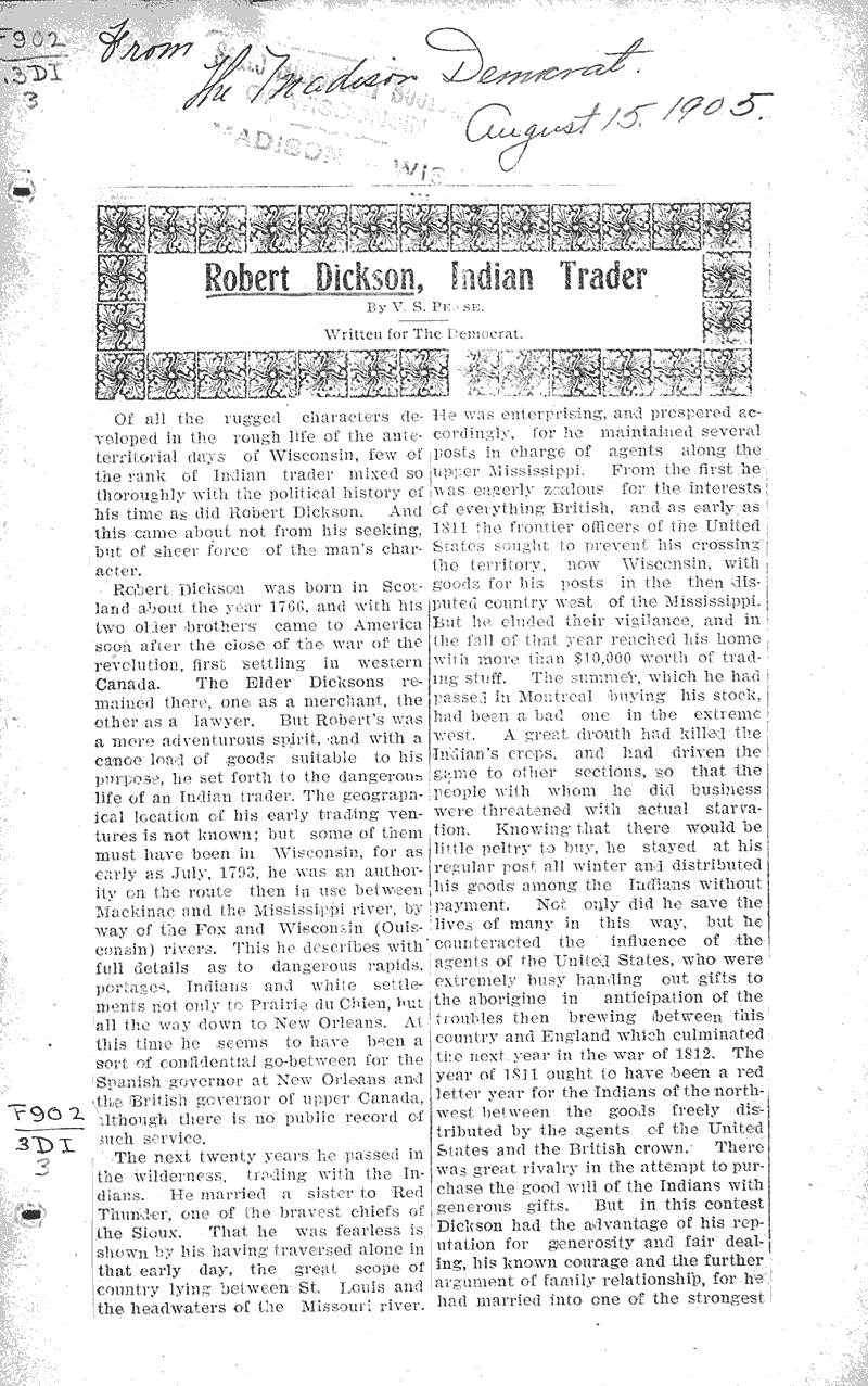  Source: Madison Democrat Date: 1905-08-15