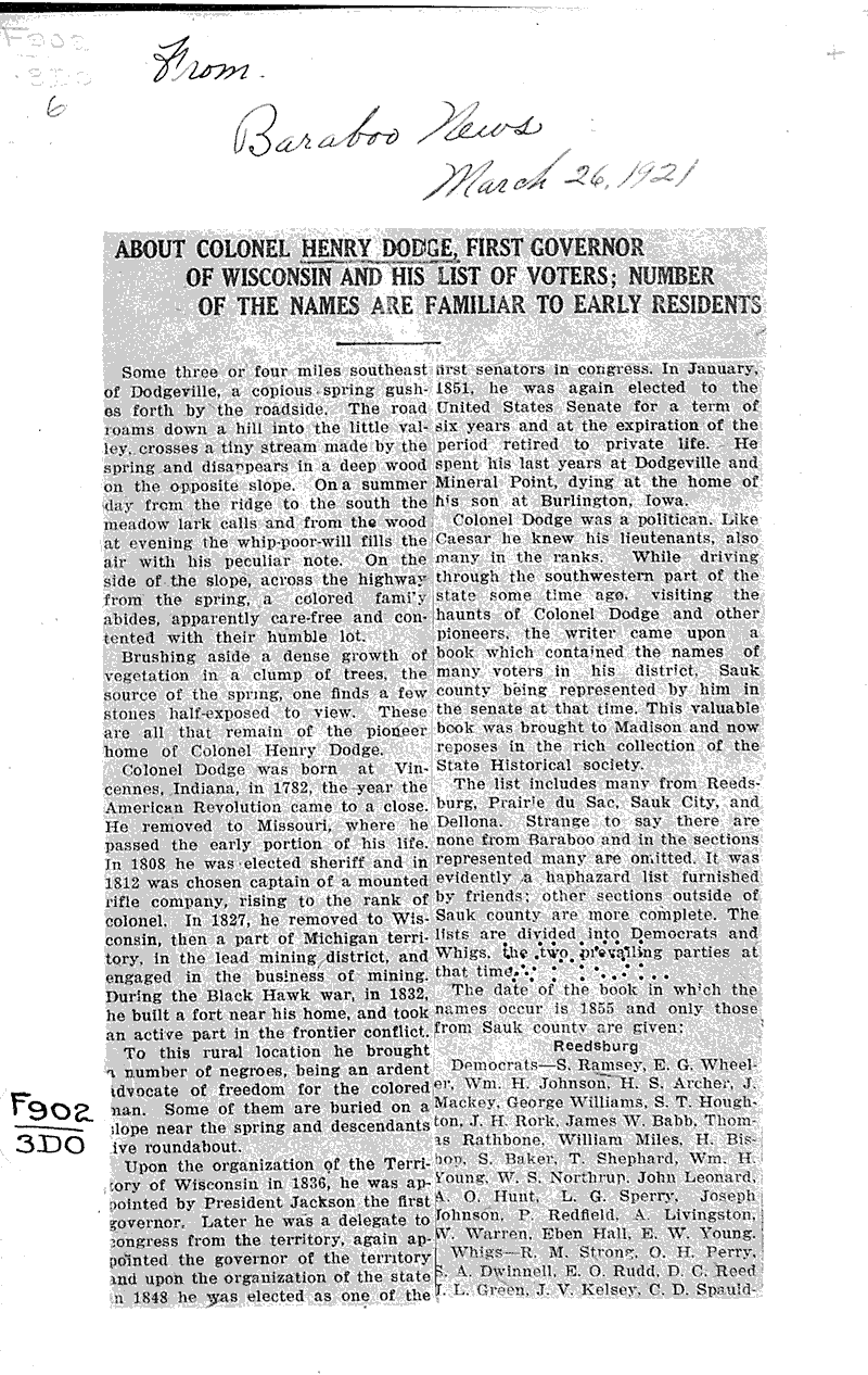  Source: Baraboo Daily News Date: 1921-03-26