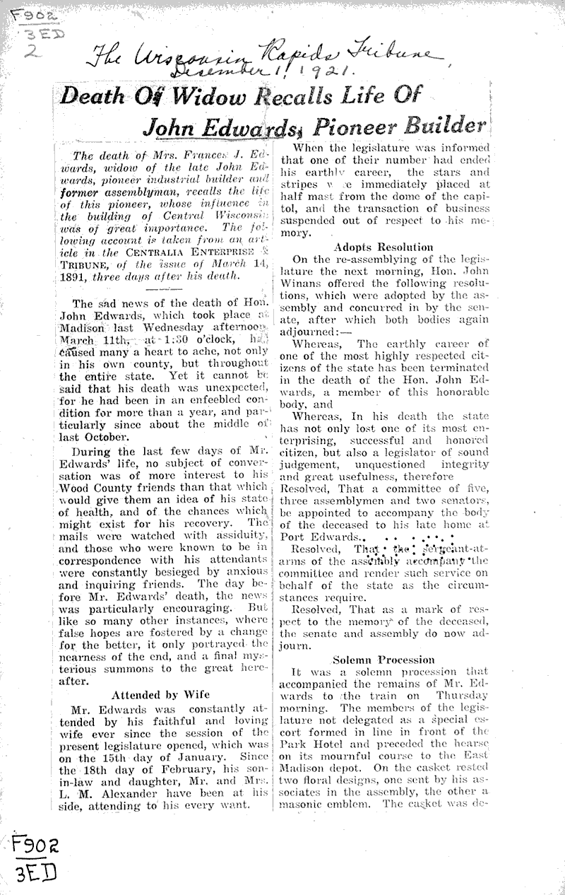  Source: Wisconsin Rapids Tribune Date: 1921-12-01