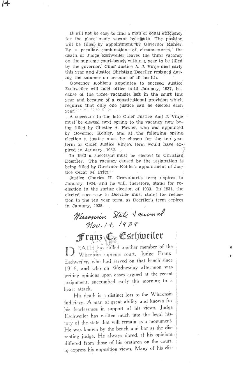  Source: Wisconsin State Journal Date: 1929-11-14