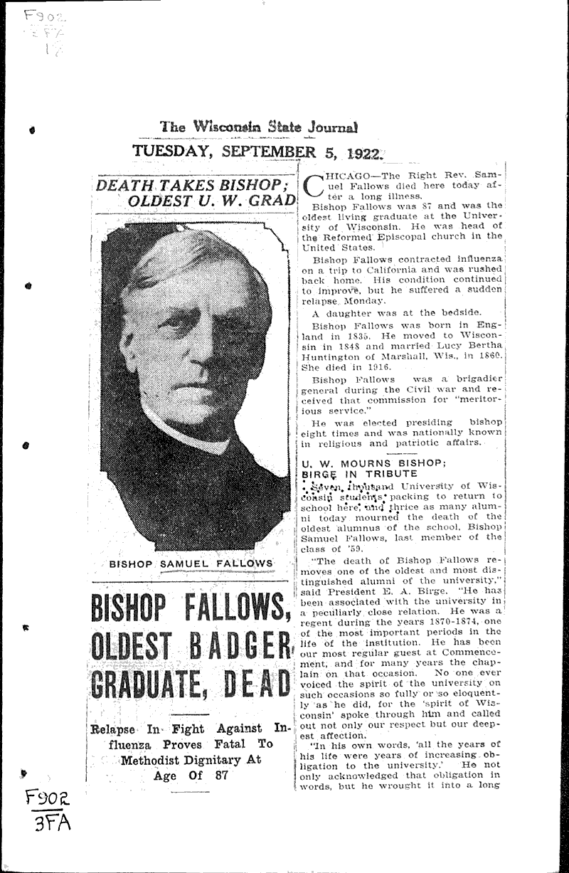  Source: Wisconsin State Journal Date: 1922-09-05
