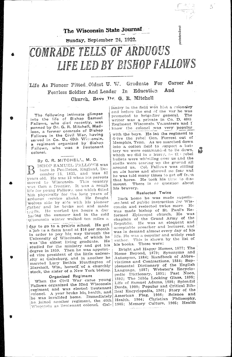  Source: Wisconsin State Journal Date: 1922-09-05