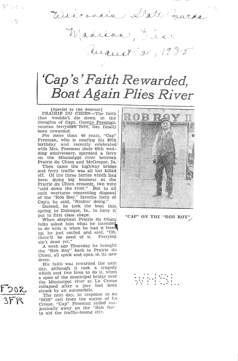  Source: Wisconsin State Journal Topics: Transportation Date: 1935-08-20