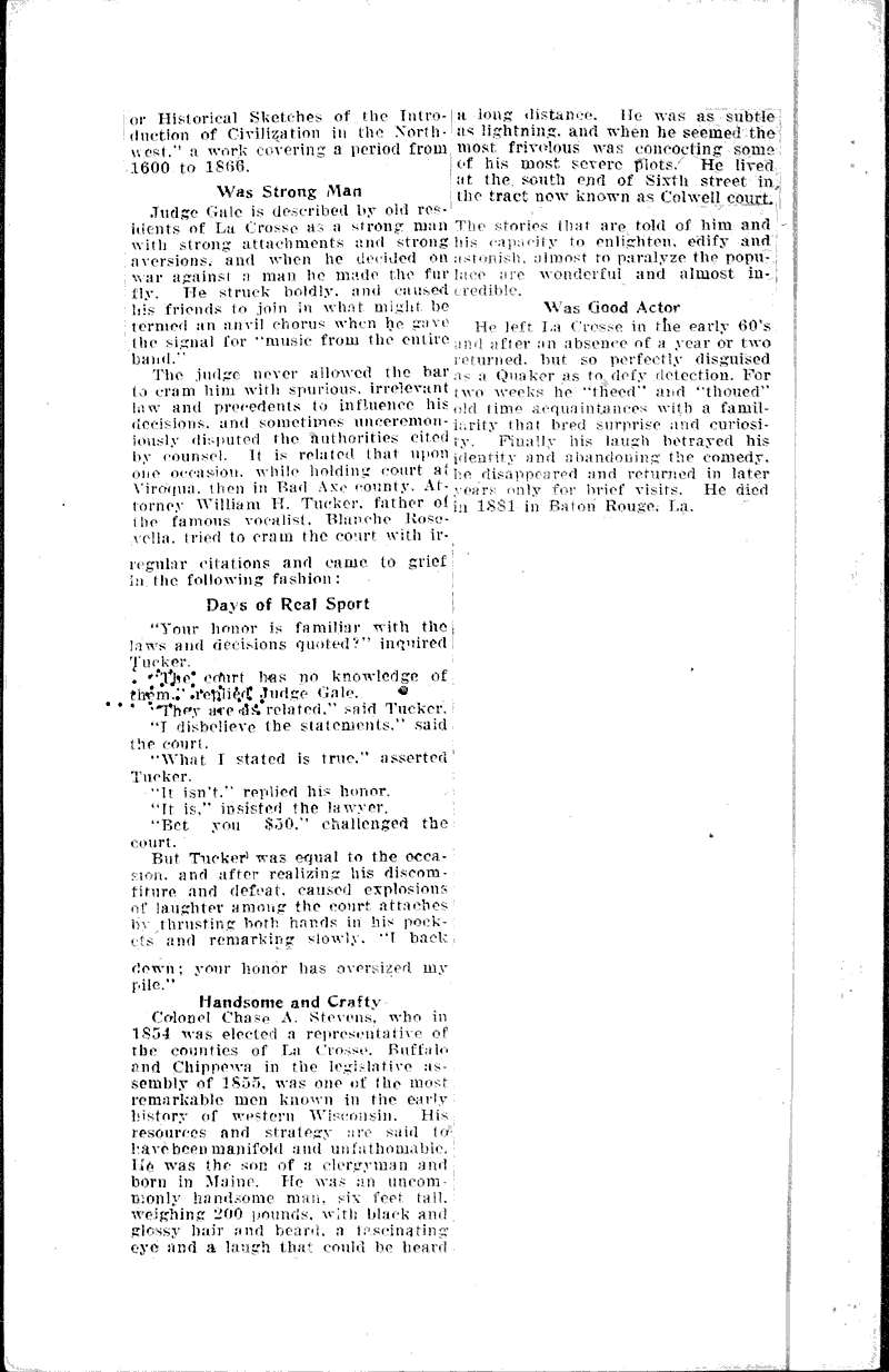 Influential citizen in early life of la crosse was first circuit judge