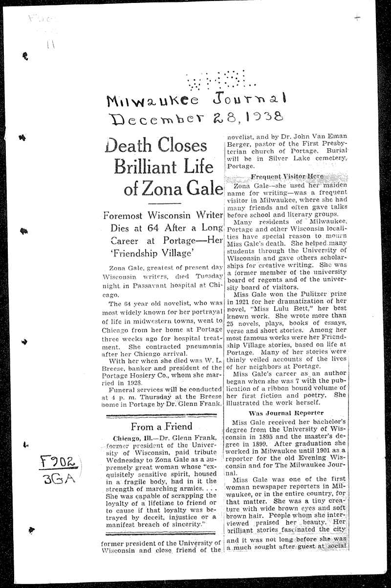  Source: Milwaukee Journal Topics: Art and Music Date: 1938-12-28