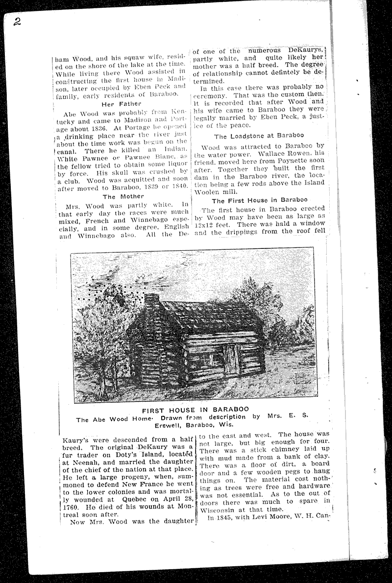 Passing ot a real baraboo pioneer Newspaper Article/Clipping
