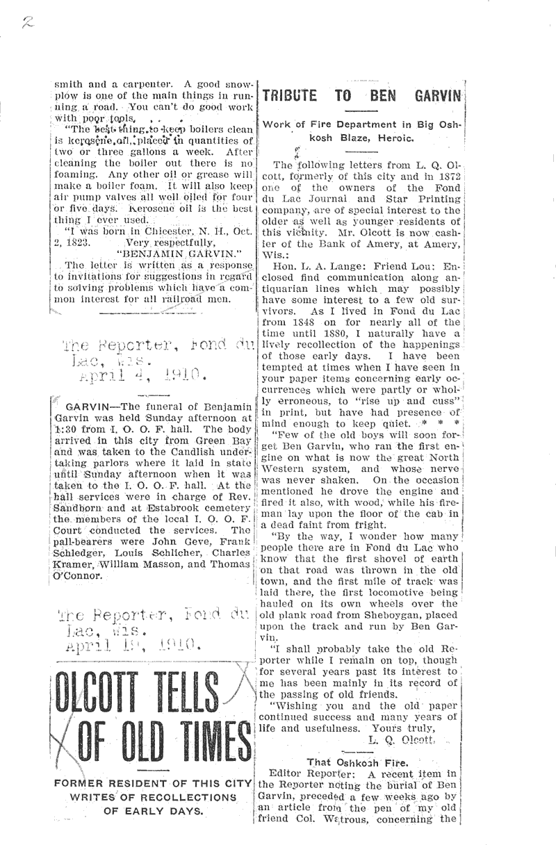  Source: Fond du Lac Commonwealth-Reporter Topics: Transportation Date: 1905-05-02