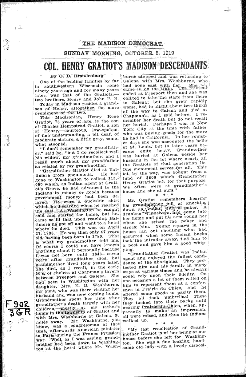  Source: Madison Democrat Date: 1919-10-05