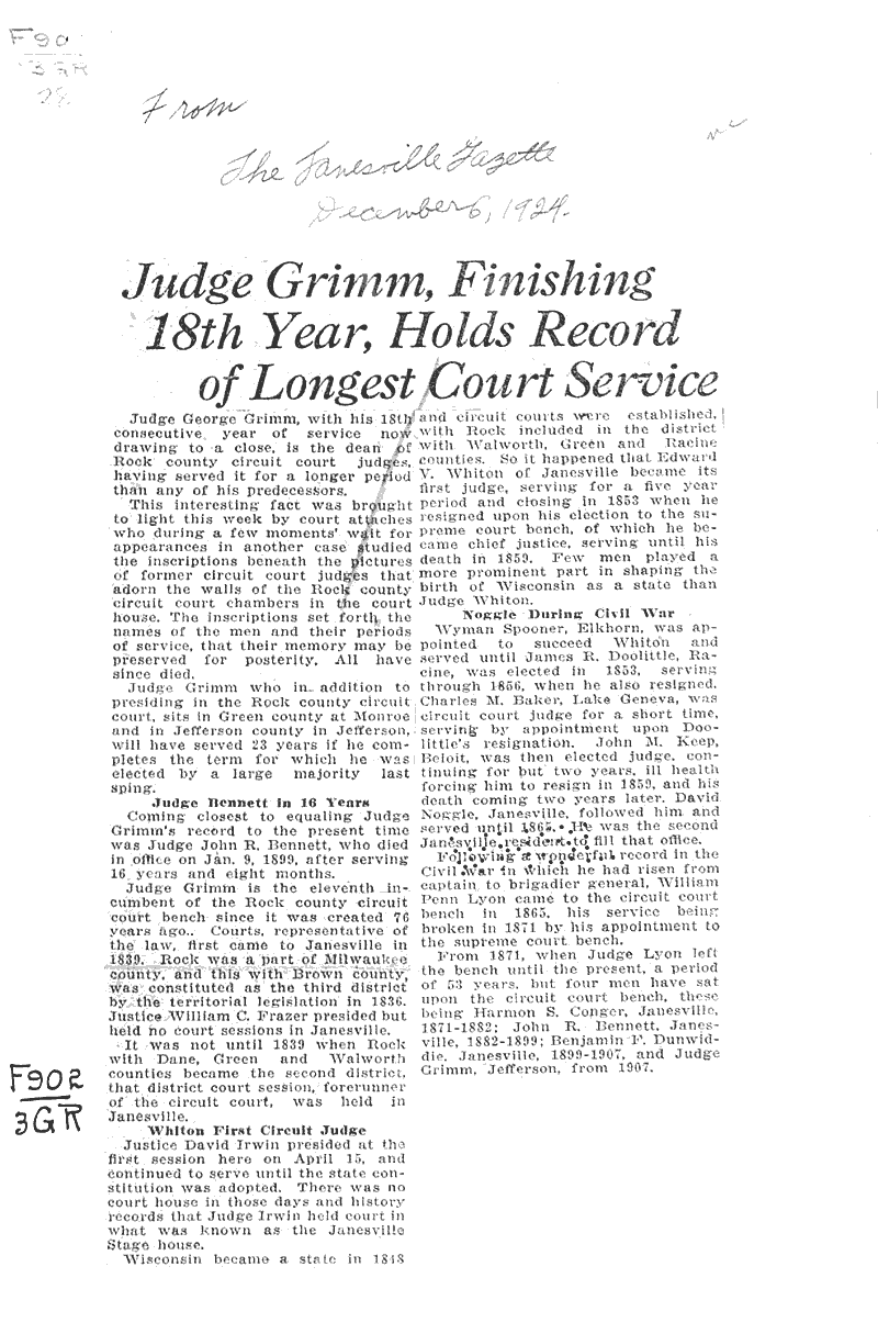 Judge Grimm, Finishing 18th Year, Holds Record of Longest Court Service