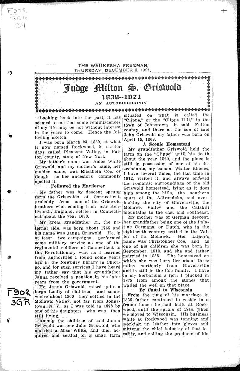  Source: Waukesha Freeman Topics: Education Date: 1921-12-08