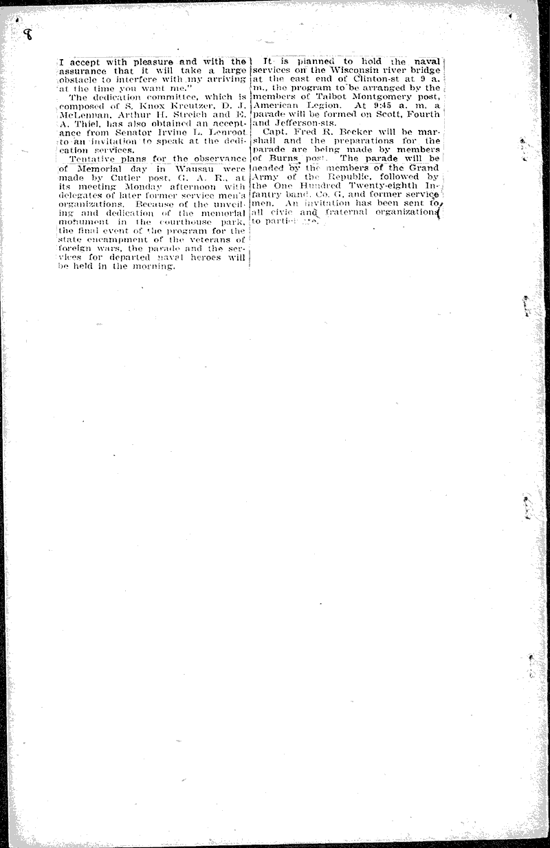  Source: Milwaukee Journal Topics: Wars Date: 1923-05-15