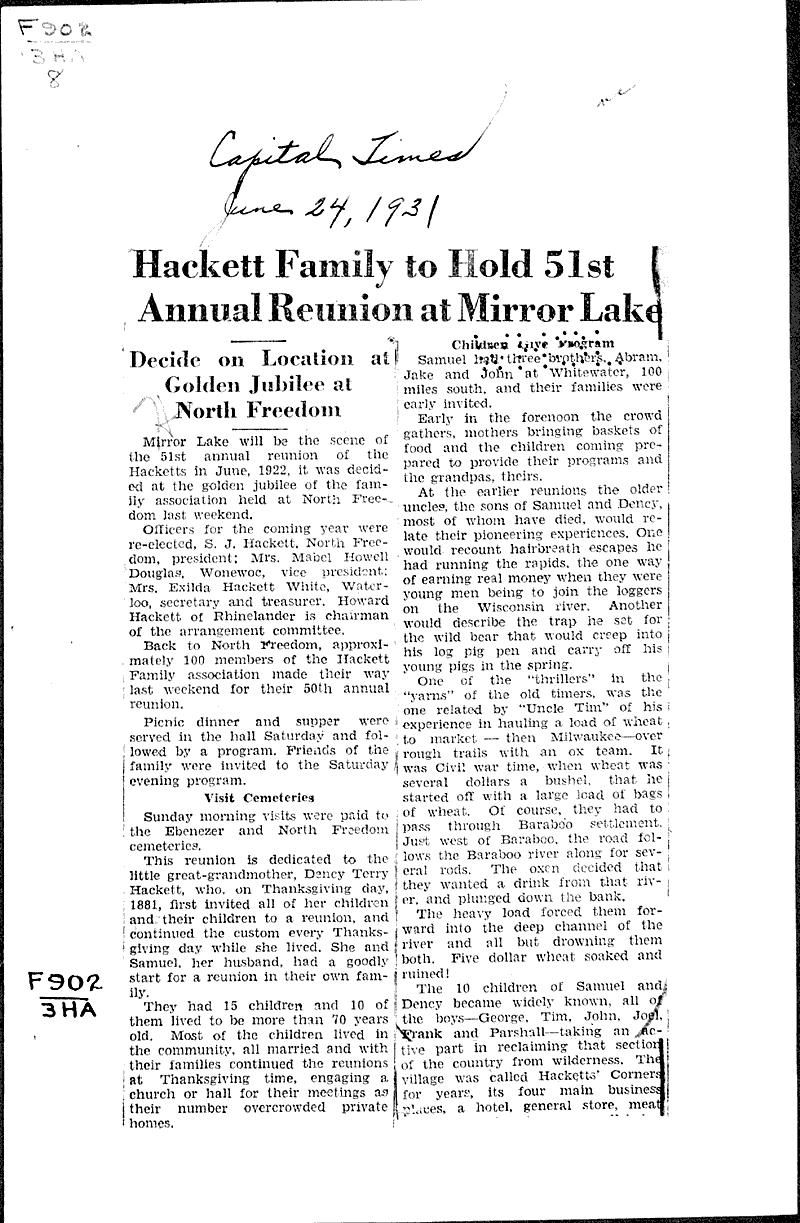  Source: Capital Times Date: 1931-06-24