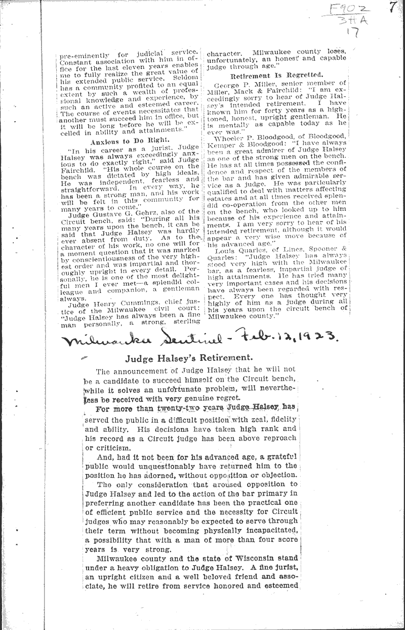  Source: Milwaukee Sentinel Topics: Government and Politics Date: 1923-02-11