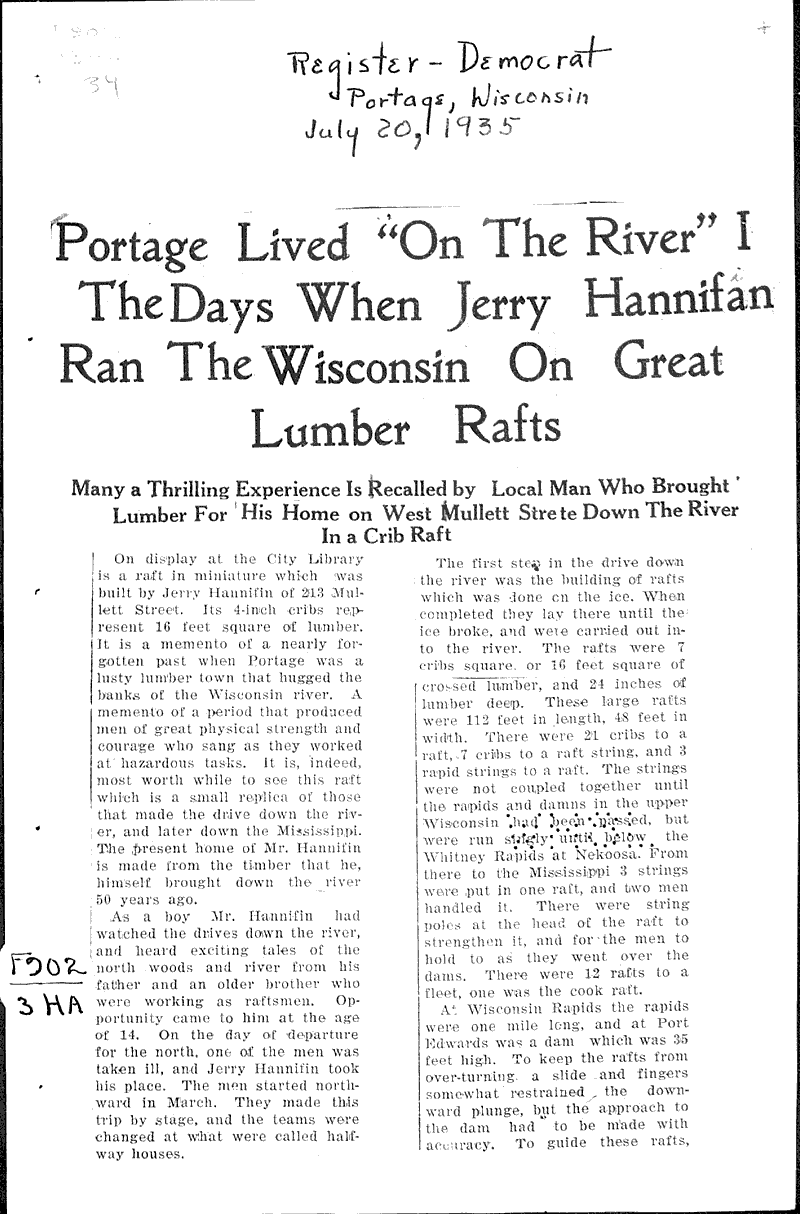  Source: Portage Register-Democrat Topics: Industry Date: 1935-07-20