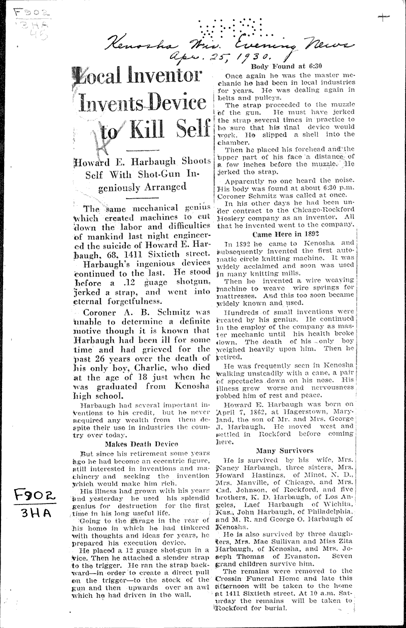  Source: Kenosha Evening News Topics: Industry Date: 1930-04-25