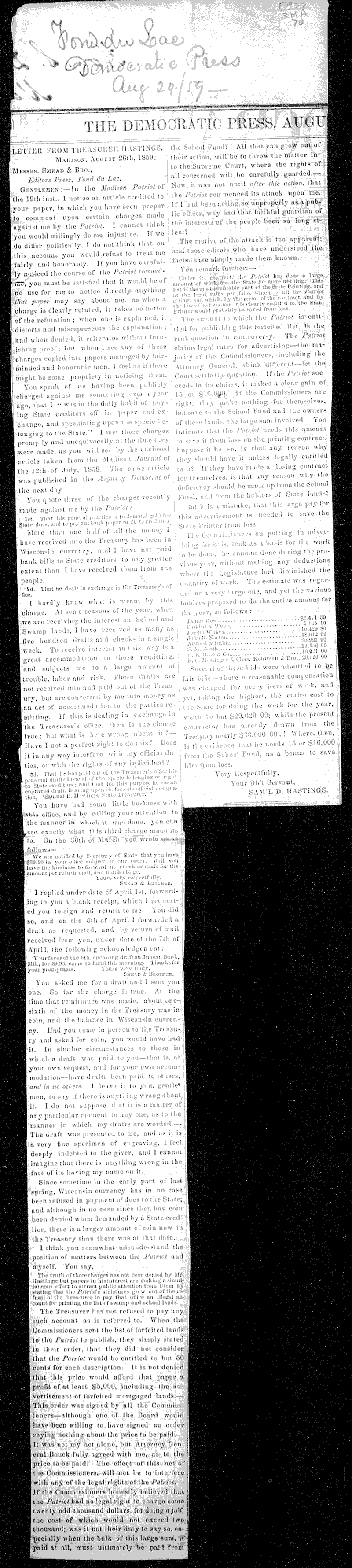  Source: Democratic Press Topics: Government and Politics Date: 1859-08-24