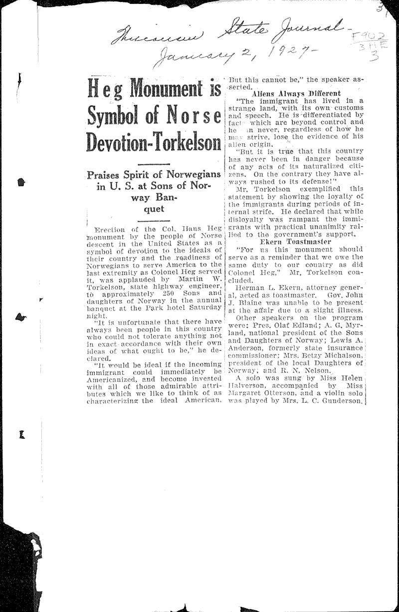  Source: Wisconsin State Journal Date: 1927-01-02
