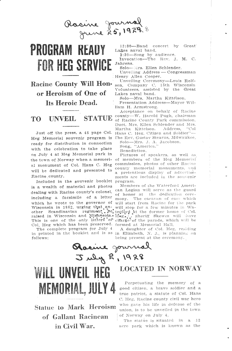  Source: Racine Journal Date: 1928-06-25