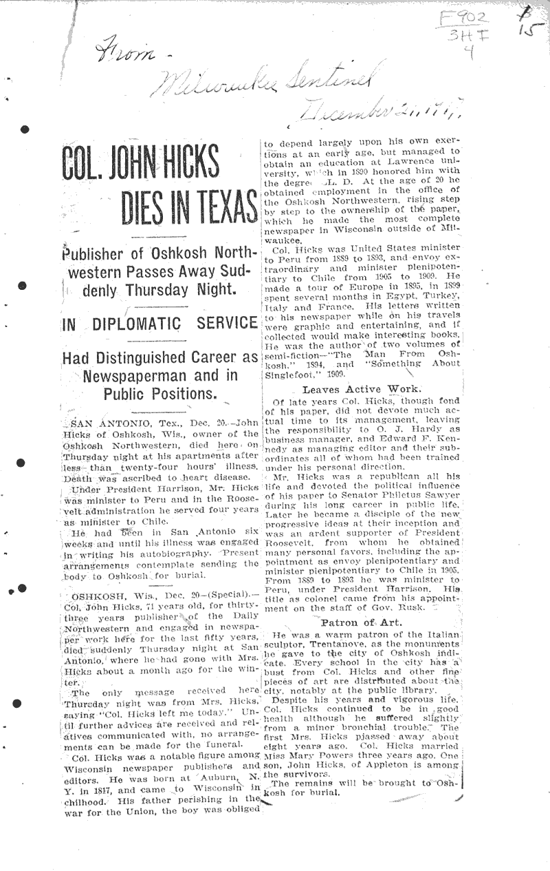  Source: Milwaukee Sentinel Date: 1917-12-21
