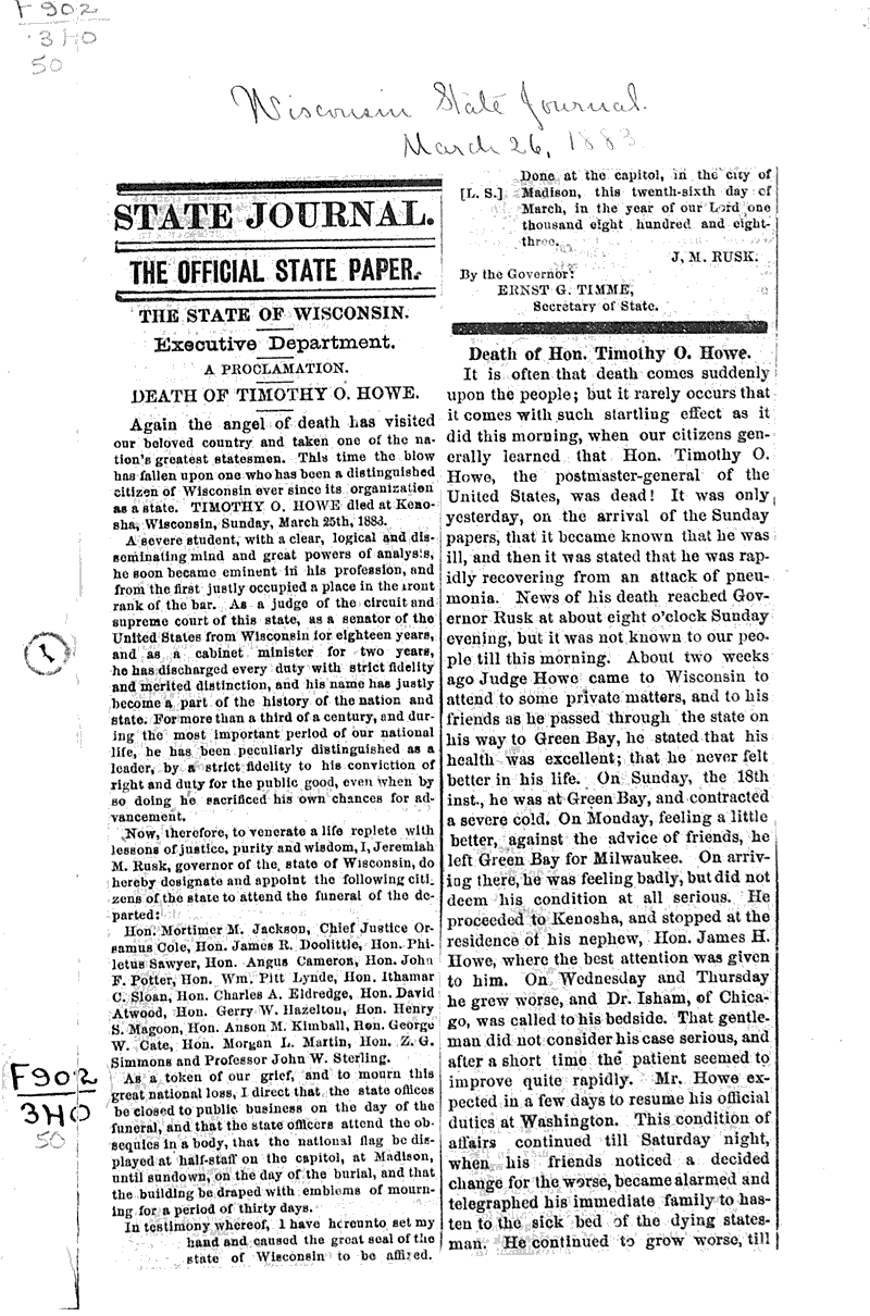  Source: Wisconsin State Journal Date: 1883-03-26