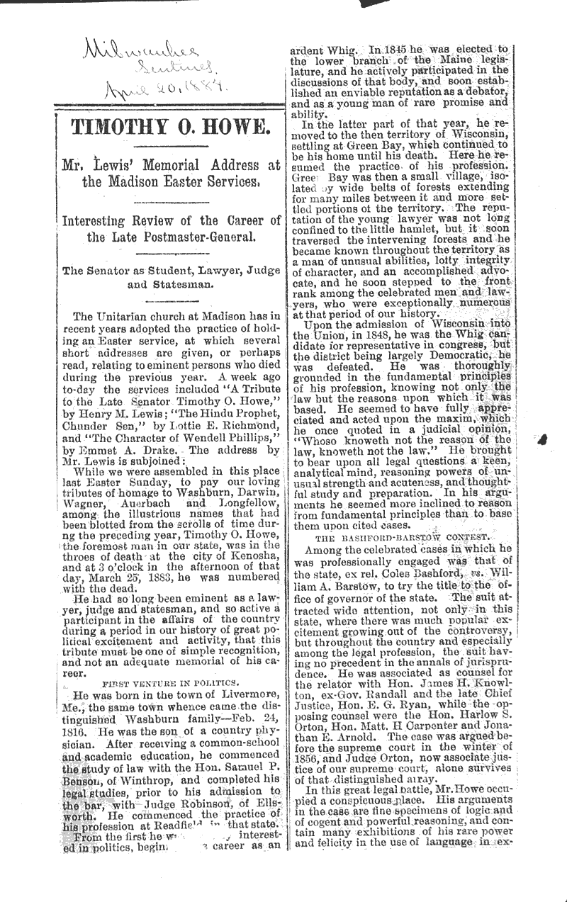  Source: Milwaukee Sentinel Date: 1884-04-20