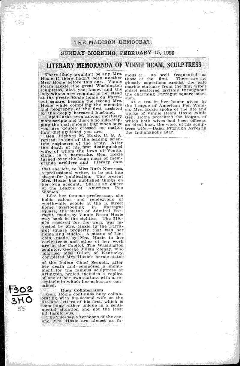  Source: Madison Democrat Topics: Art and Music Date: 1920-02-15