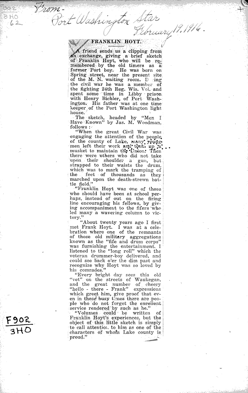  Source: Port Washington Star Date: 1916-02-19